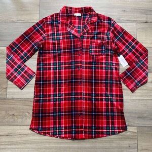 Laura‎ Ashley Women's Plaid Long Sleeve Button Up Nightgown Size XL